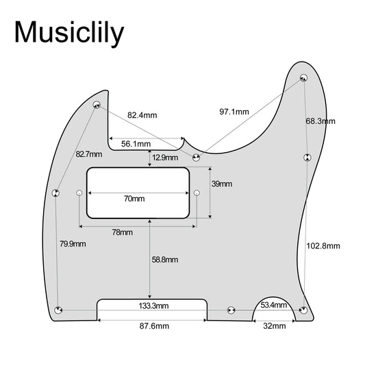 Musiclily Pro 8 Hole Guitar Tele Pickguard Humbucker HH for USA/Mexican Made Fender Standard Telecaster Modern Style
