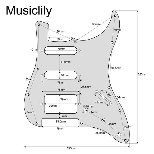 Musiclily Pro HSS 11 Hole Guitar Strat Pickguard for Fender USA/Mexican Made Standard Stratocaster Modern Style