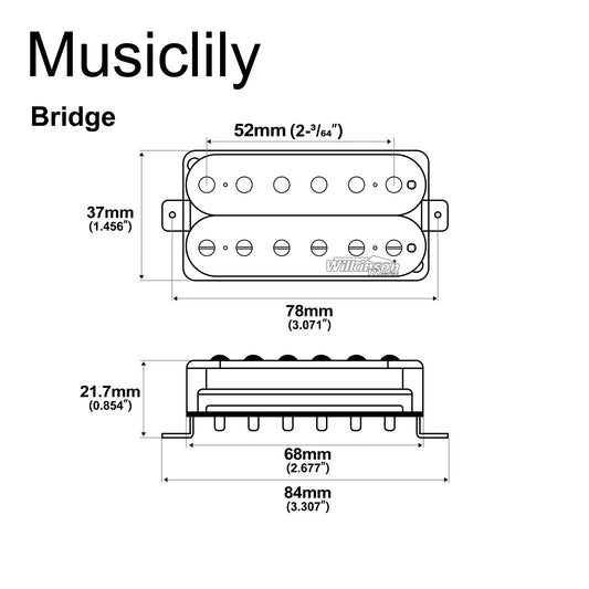 Wilkinson M Series Classic Tone Ceramic Overwound Open Style Humbucker Bridge Pickup for Electric Guitar