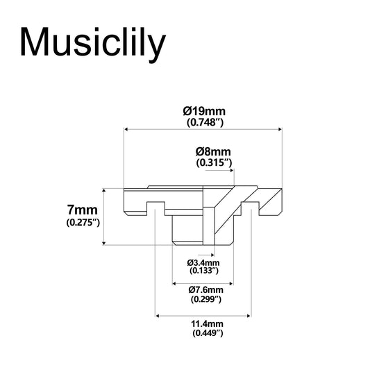 Musiclily Pro Steel 19mm Round Slotted String Retainer Guide Tree for Electric Bass