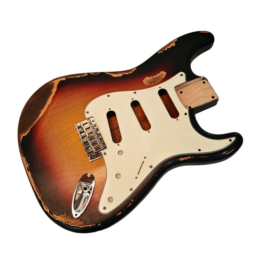 Relic NITRO three tone sunburst Gloss Alder S-Style guitar body