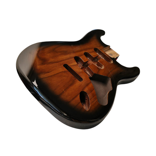 Amber to Clear Burst Roasted Swamp Ash S-Style body