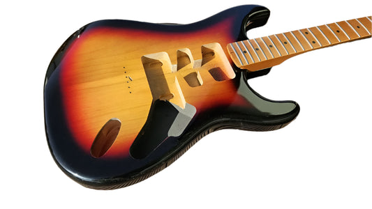 Sunburst (three tone) Nitro Stratocaster body - Hardtail