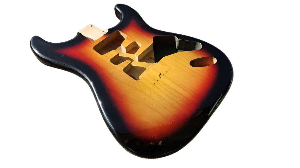 Sunburst (three tone) Nitro Stratocaster body - Hardtail