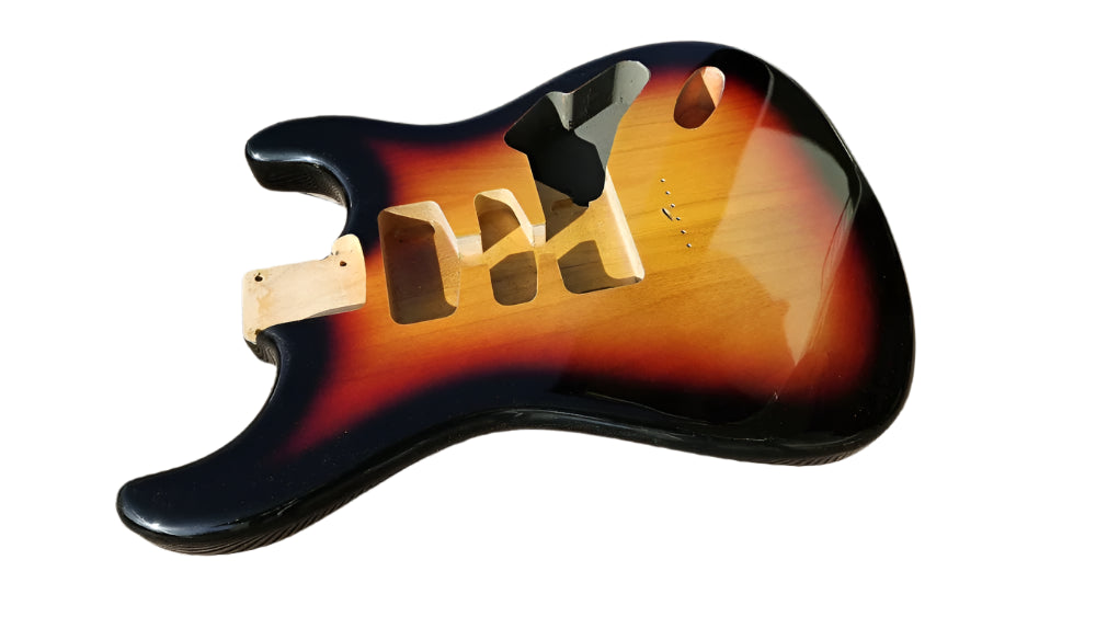 Sunburst (three tone) Nitro Stratocaster body - Hardtail