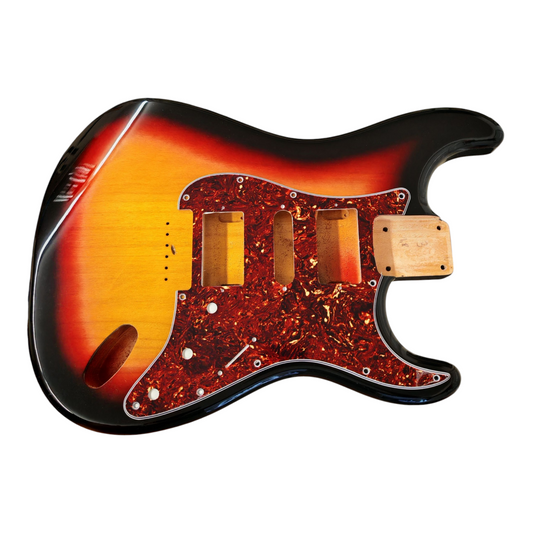 Sunburst (three tone) Nitro Stratocaster body - Hardtail