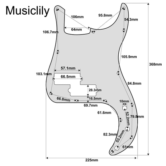 Musiclily Pro 13 Hole P Bass Pickguard for Fender American/ Mexican Standard Precision Bass,1/3/4Ply
