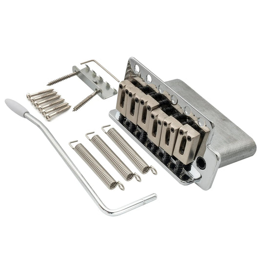 Wilkinson M Series 52.5mm(2-1/16 inch) String Spacing 6-Screw Modern Style Saddle Guitar Tremolo Bridge with Push-In Arm 36mm Block for Strat Style Electric Guitar