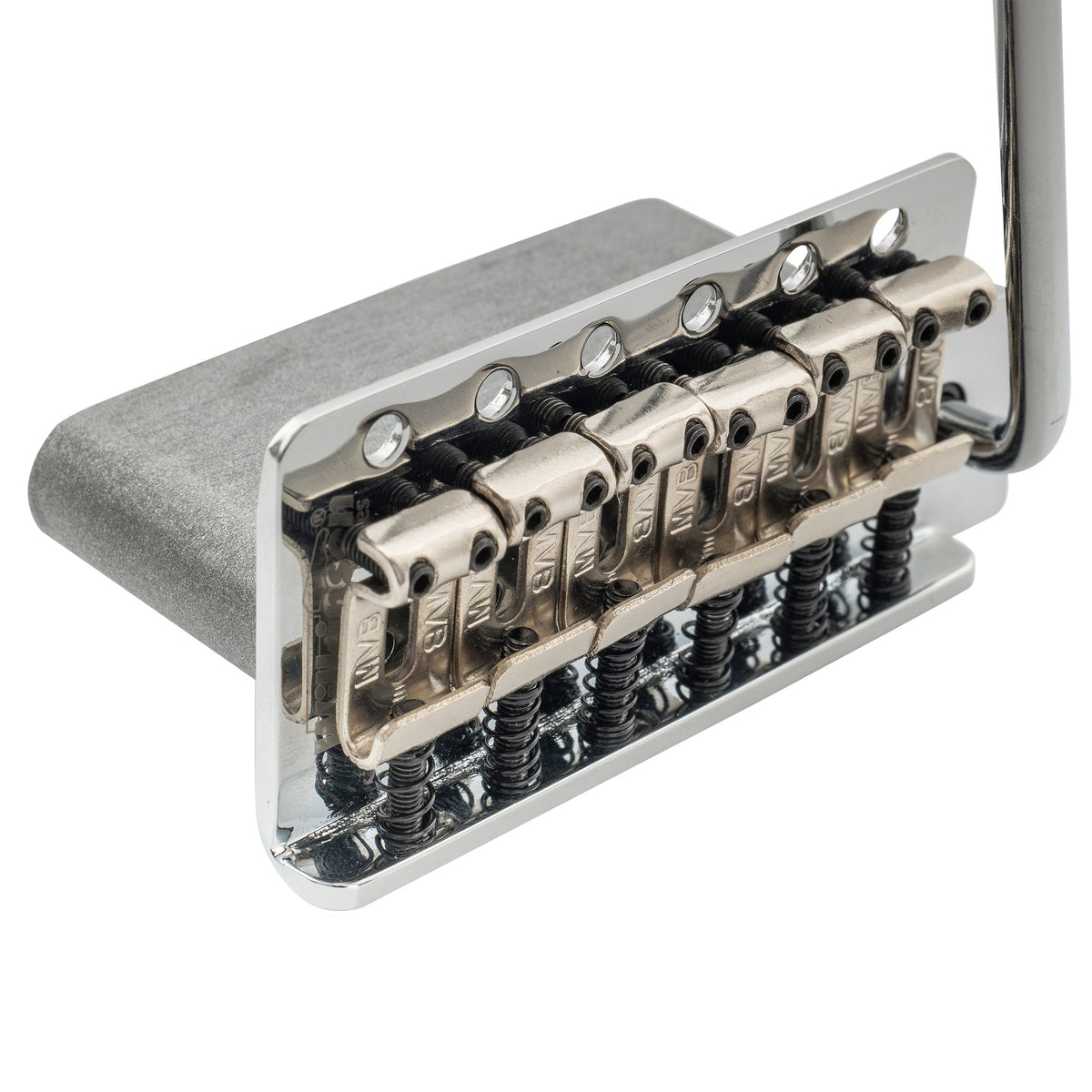 Wilkinson M Series 54mm(2-1/8 inch) String Spacing 6-Screw Vintage Bent Saddle Guitar Tremolo Bridge with Push-In Arm 36mm Block for Strat Style Electric Guitar