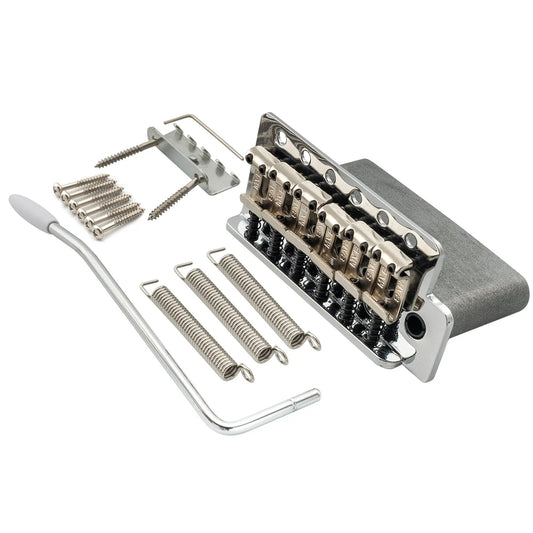Wilkinson M Series 54mm(2-1/8 inch) String Spacing 6-Screw Vintage Bent Saddle Guitar Tremolo Bridge with Push-In Arm 36mm Block for Strat Style Electric Guitar