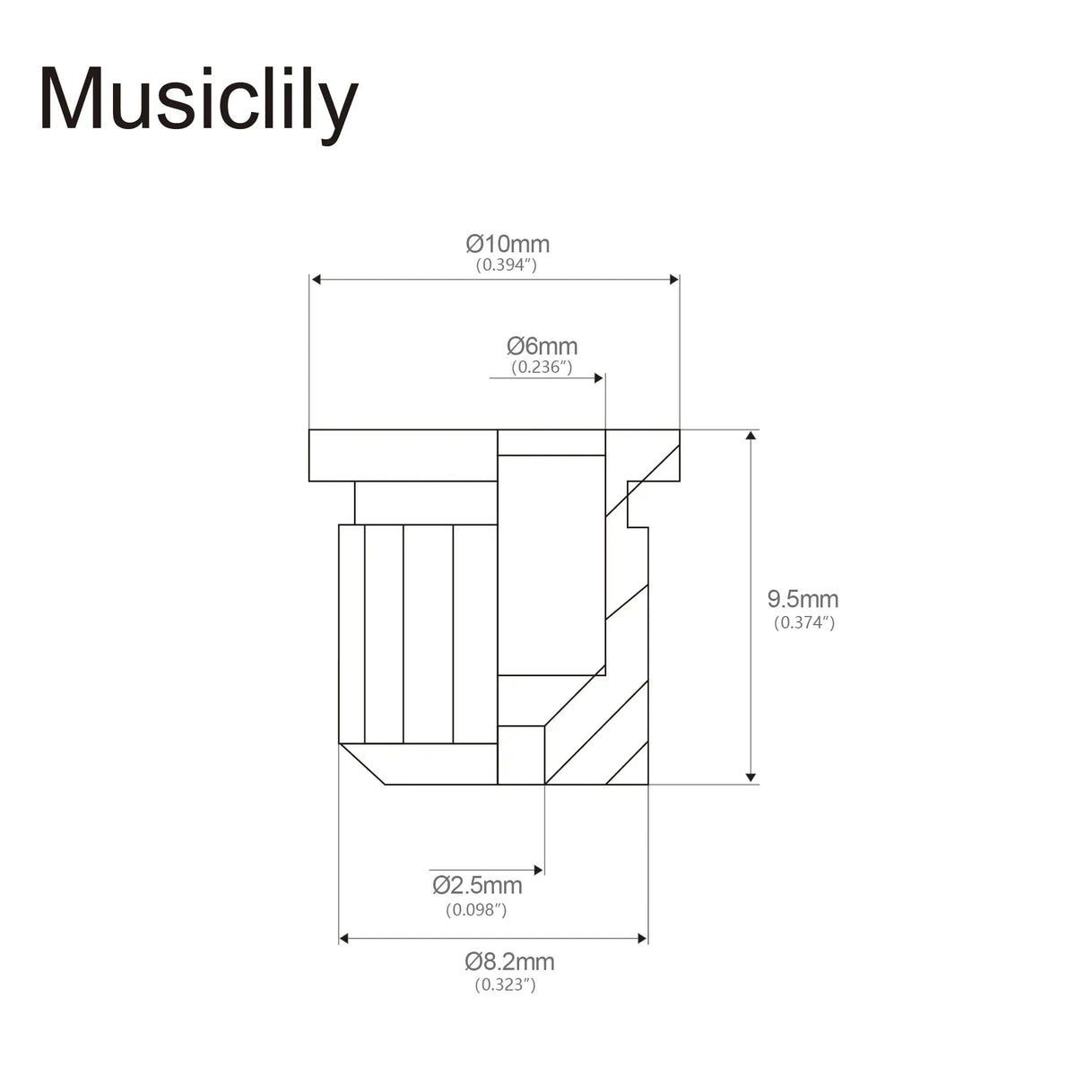 Musiclily Pro Steel Big Lip Style Guitar String Through Body String Ferrules for Tele /Hardtail Strat Style Electric Guitar