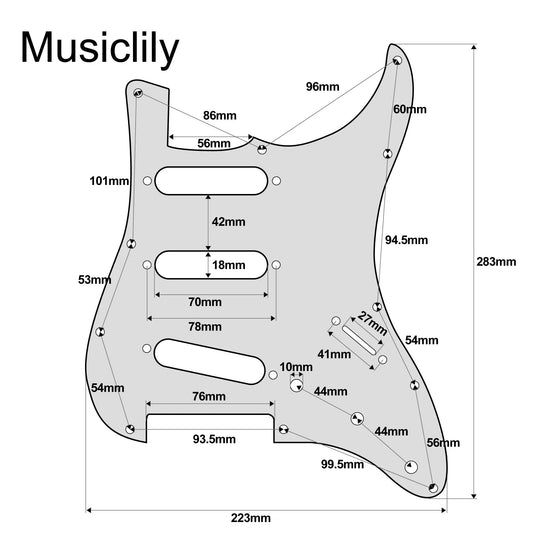 Musiclily Ultra 11 Holes Anodized Aluminum ST SSS Guitar Pickguard for American Mexican Fender Standard Strat Style Electric Guitar