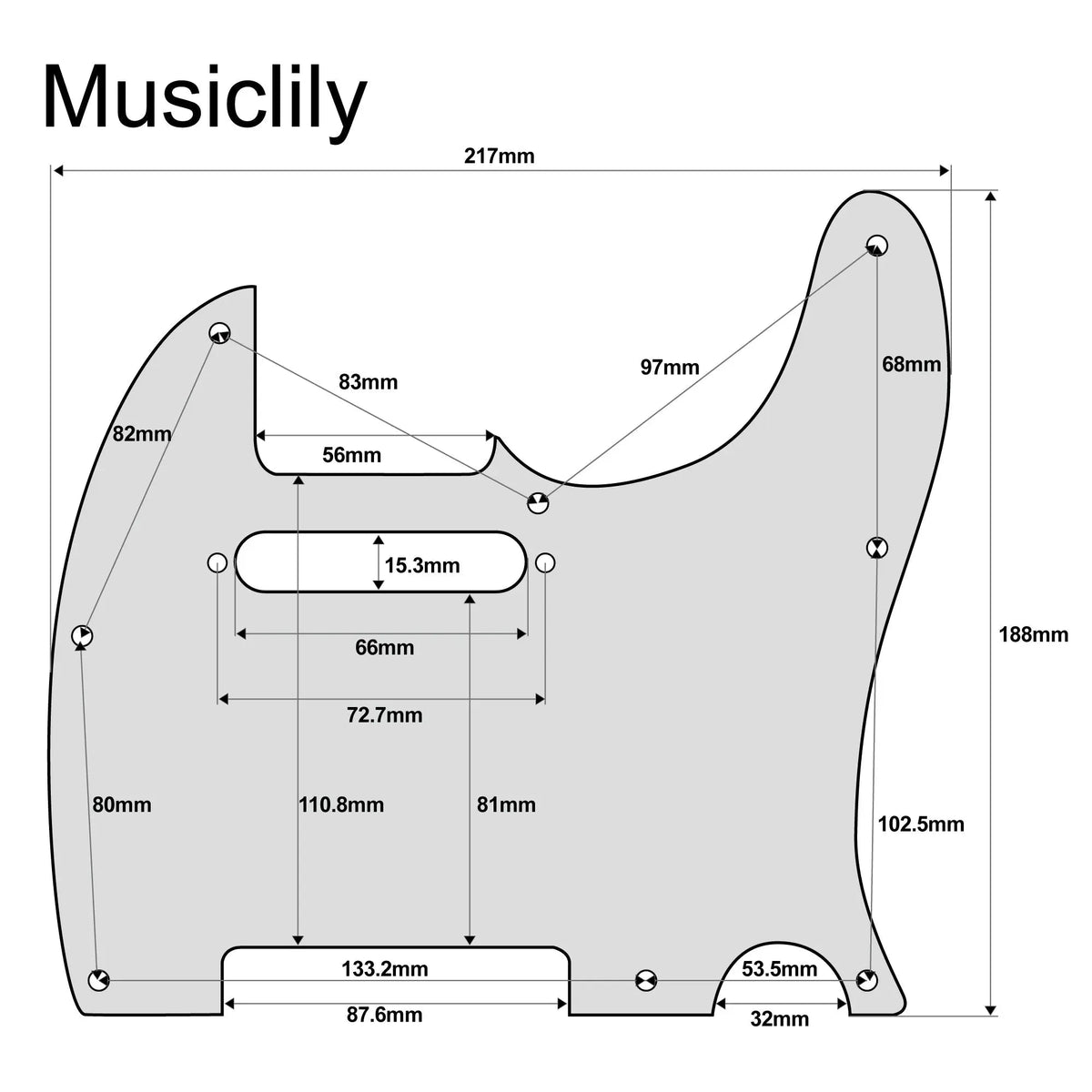 Musiclily Ultra 8 Holes Anodized Aluminum TL Guitar Pickguard for American Mexican Fender Standard Tele Style Electric Guitar