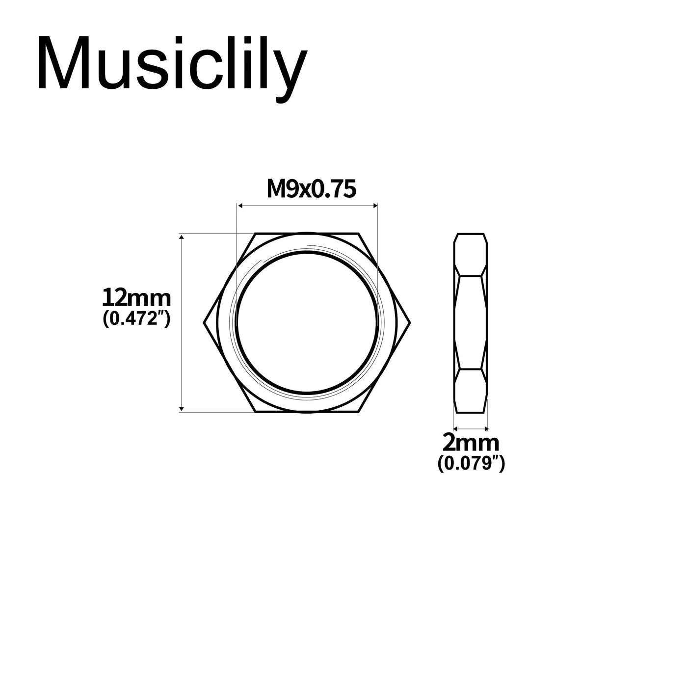 Musiclily Pro M9 Pots Mounting Hex Nuts/ Flat Washers Set for Metric Potentiometers and Output Jack Sockets