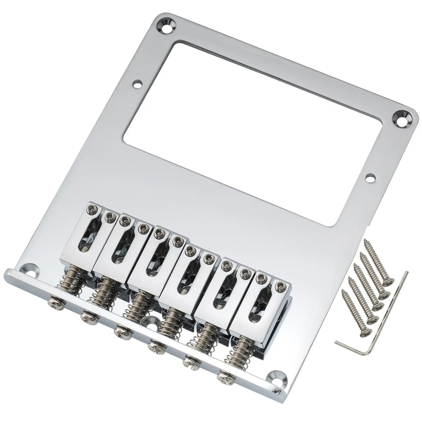 Musiclily Pro 54mm Modern Humbucker Guitar Bridge with Zinc Alloy 6-Saddle and Steel Plate for Tele Style Electric Guitar