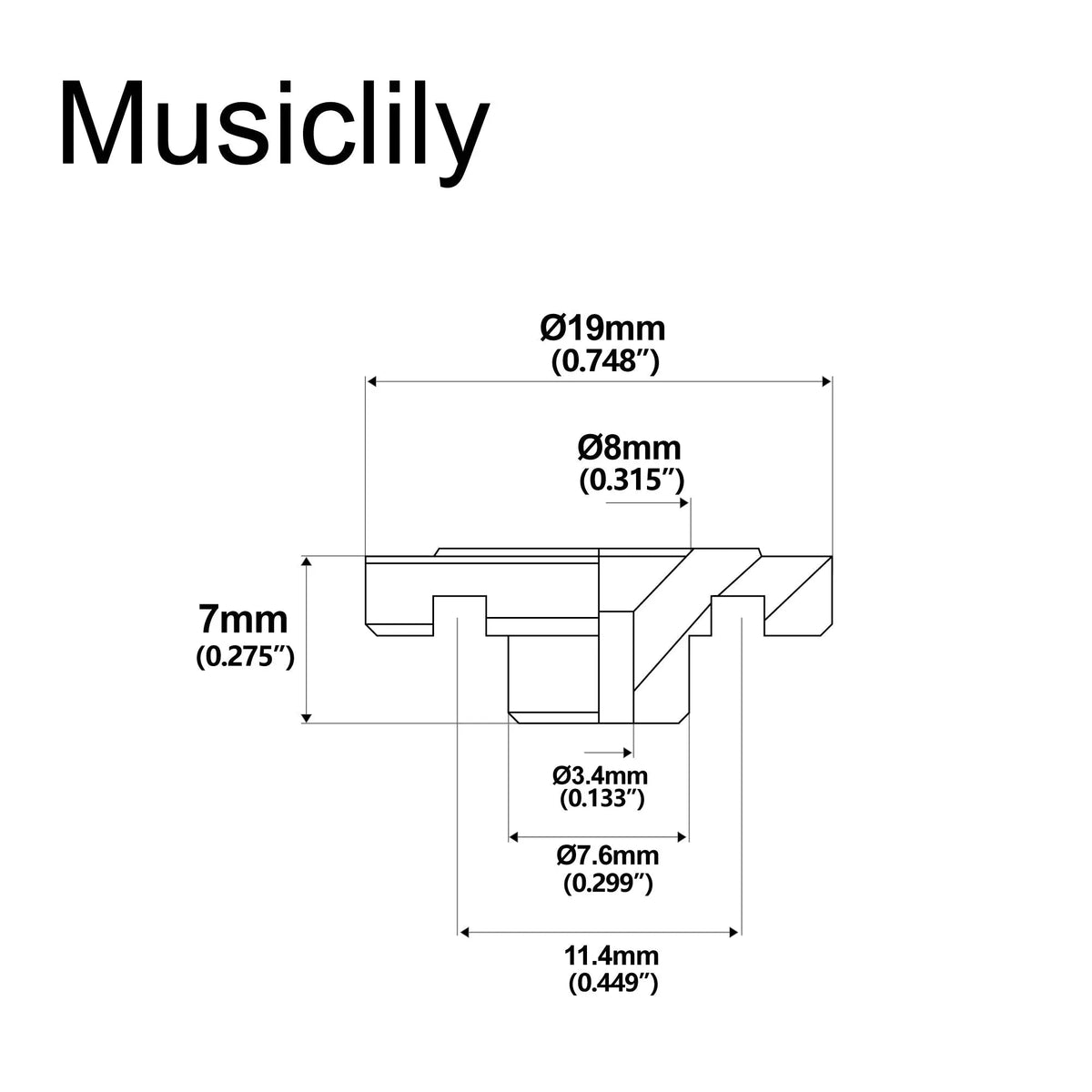 Musiclily Pro Steel 19mm Round Slotted String Retainer Guide Tree for Electric Bass