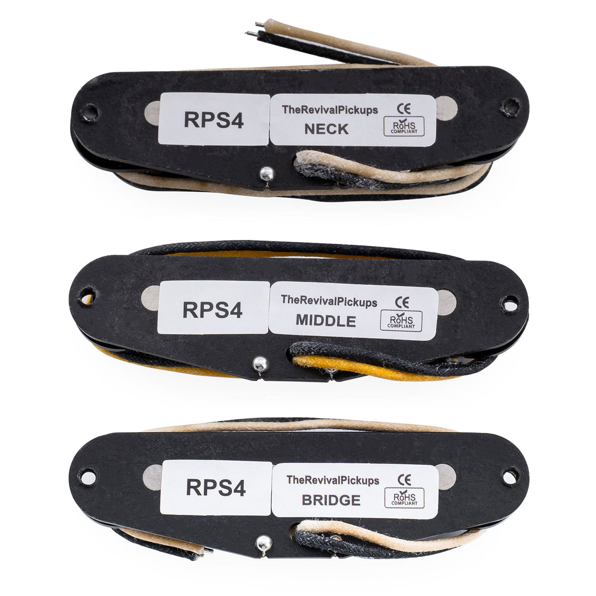 The Revival Pickups RPS4 Pride & Joy SRV sada vintage single-coil snímačov Alnico 5/Alnico 2 (krk, stred, kobylka) pre gitary Strat