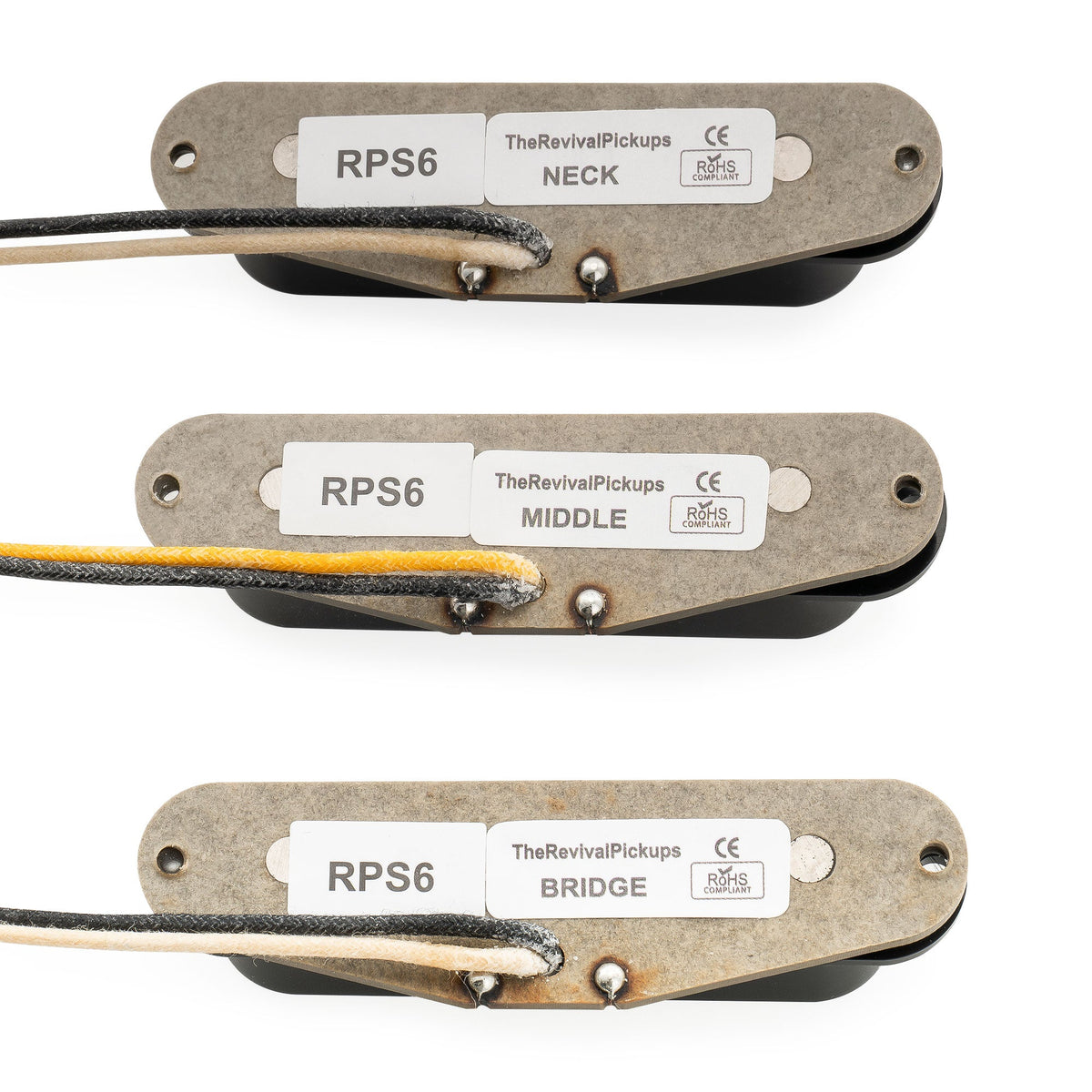 The Revival Pickups RPS6 Jimi Hendrix Vintage Style Alnico 5 Single Coil Neck Middle Bridge Pickups Set for Strat Style Electric Guitar
