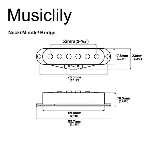 The Revival Pickups RPS7 John Mayer Vintage Style Alnico 5/Alnico 3 Single Coil Neck Middle Bridge Pickups Set for Strat Style Electric Guitar