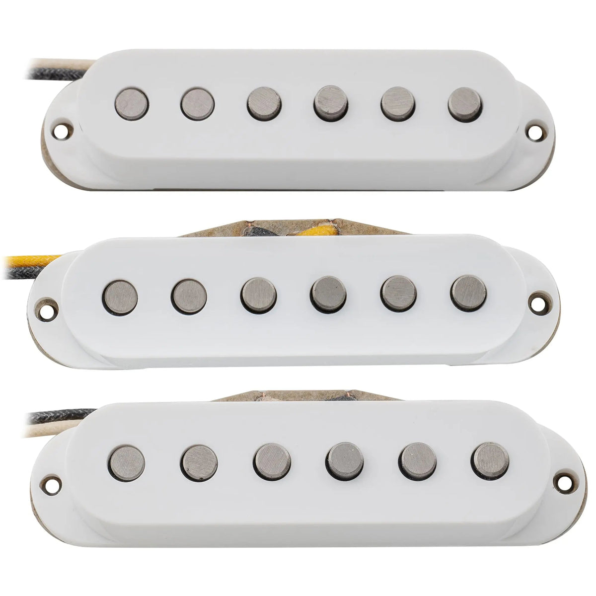 The Revival Pickups RPS7 John Mayer Vintage Style Alnico 5/Alnico 3 Single Coil Neck Middle Bridge Pickups Set for Strat Style Electric Guitar, White
