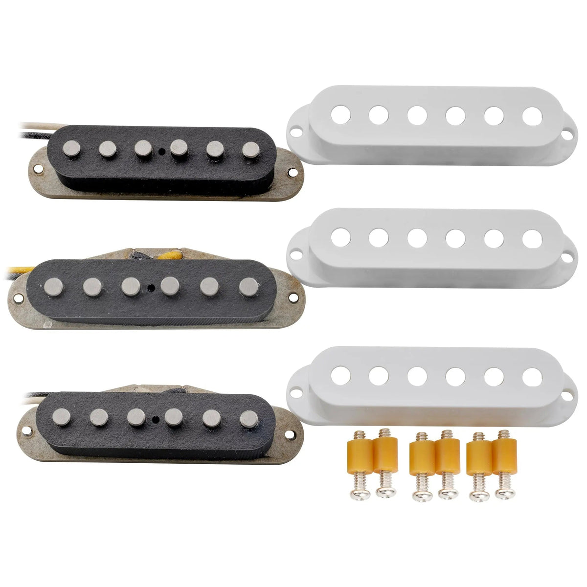 The Revival Pickups RPS7 John Mayer Vintage Style Alnico 5/Alnico 3 Single Coil Neck Middle Bridge Pickups Set for Strat Style Electric Guitar, White