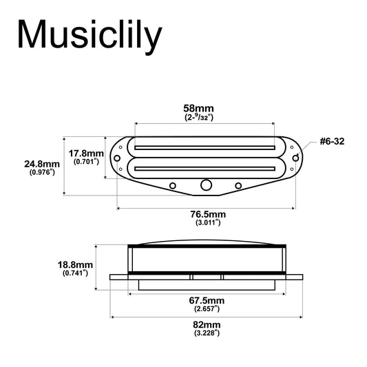 Artec SBA73 Alnico 5 Rail Blade Humbucker All Position Pickup 12K for Strat Style Electric Guitar