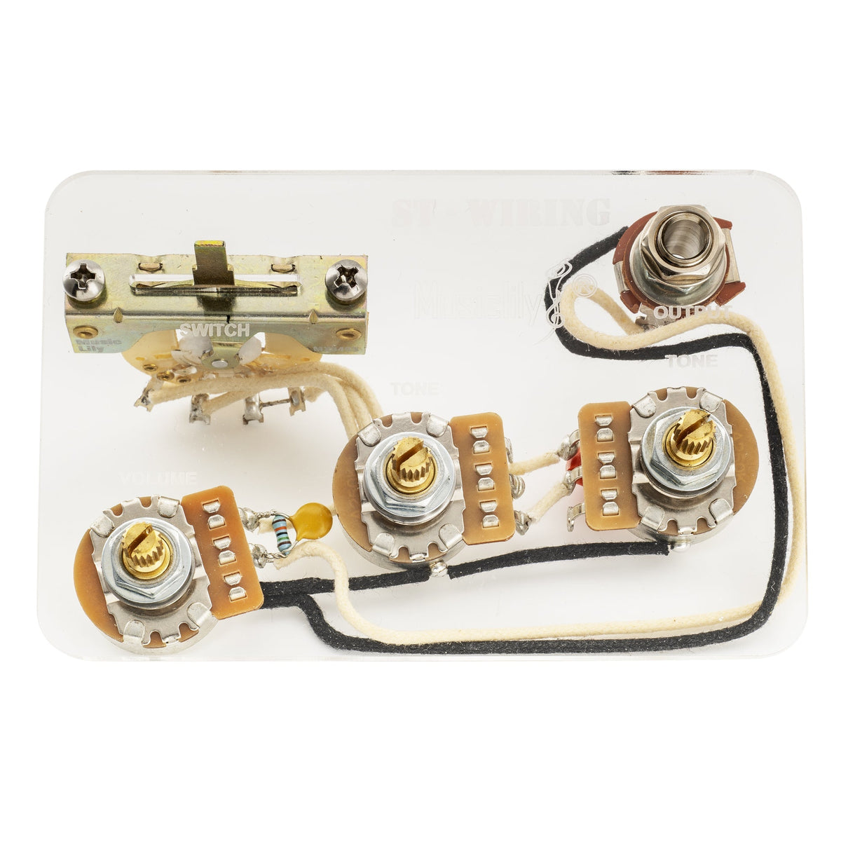 Musiclily Pro Electric Guitar Pre-wired Wiring Harness Upgrade for American Style ST SSS with 5-Way Switch and 3A Pots