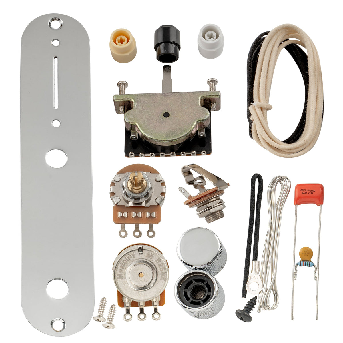 Musiclily Pro Electric Guitar Pre-wired Wiring Harness Upgrade for Import Style TL with 3-Way Switch and 1A1B Pots