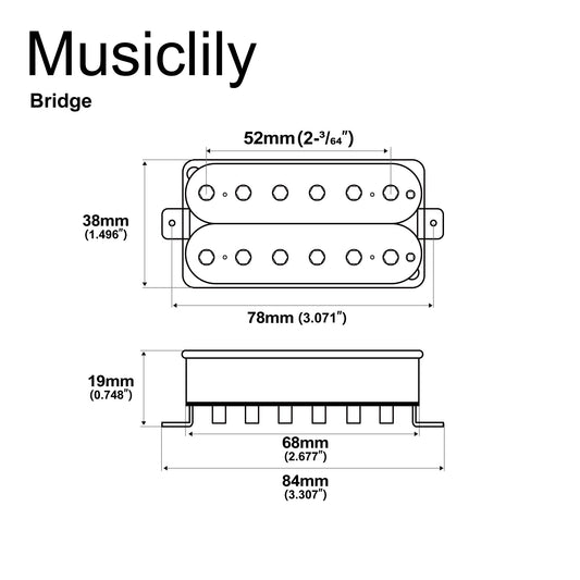Musiclily Pro HH-HEXA Alnico 5 Uncovered Adjustable Hexagonal Poles Humbucker Bridge Pickup for Electric Guitar