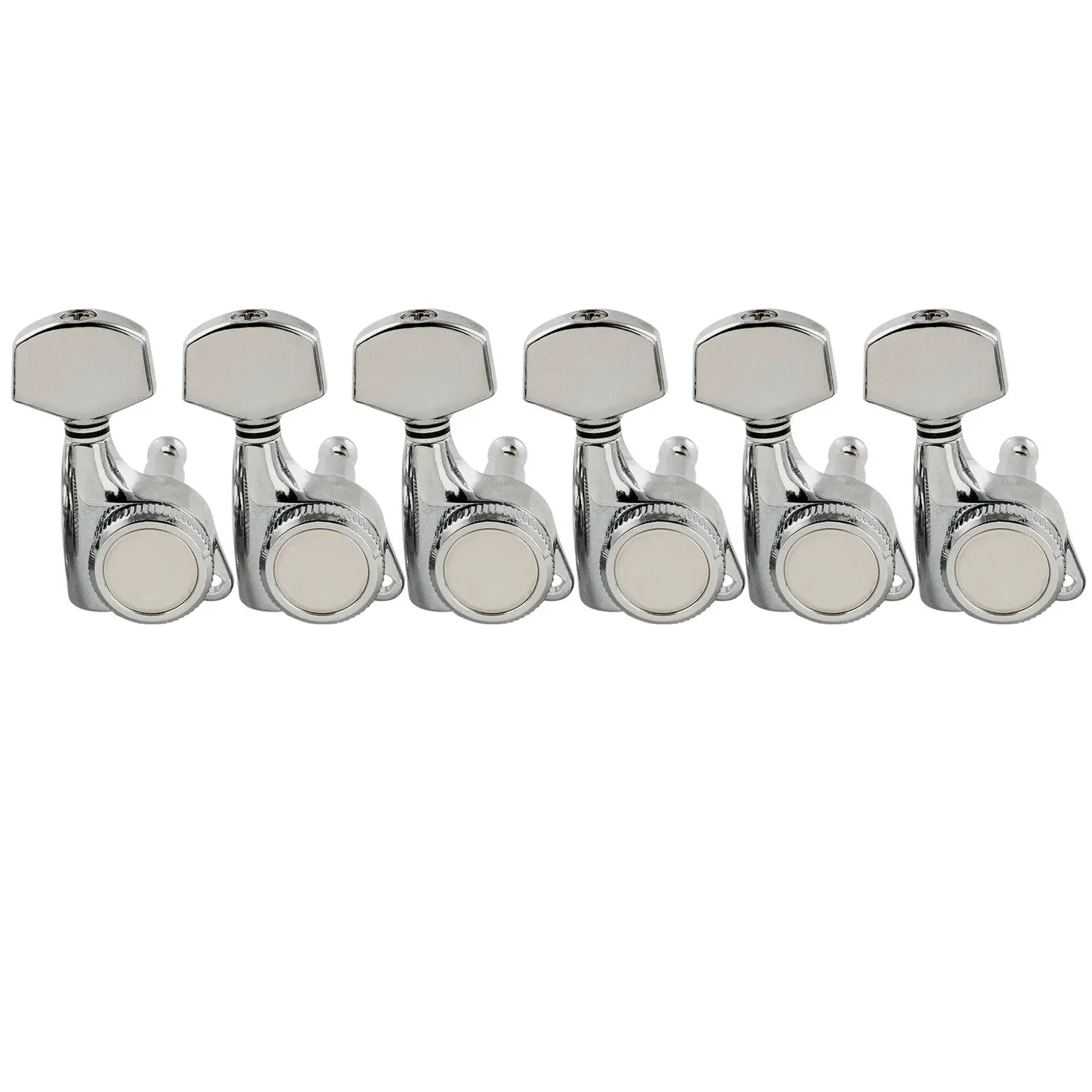 Musiclily Pro R18T 6-in-line 18:1 Ratio Full Sealed Locking Tuners with Hex Button 45 Degree Screw for Strat/Tele