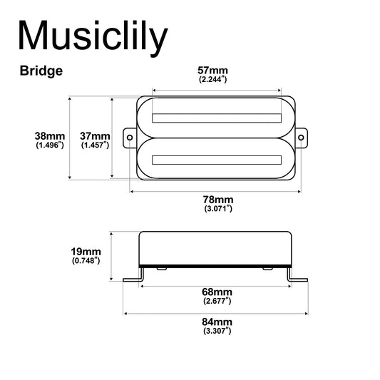 Musiclily Pro HH-DJRC Ceramic Rail Blade Humbucker Bridge Pickup 14.5K for Electric Guitar