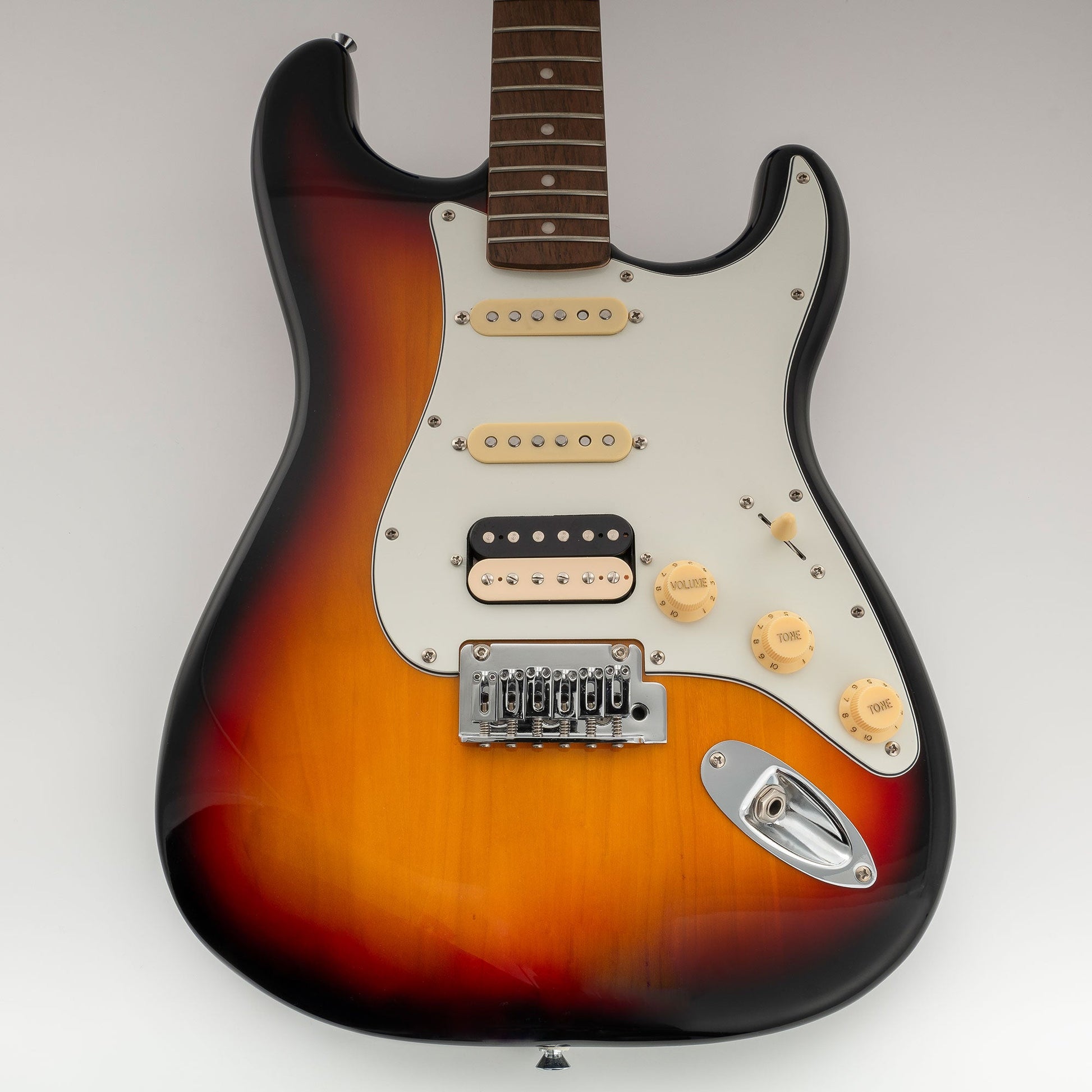 Pre-wired Pickguard Aged White - installed on guitar