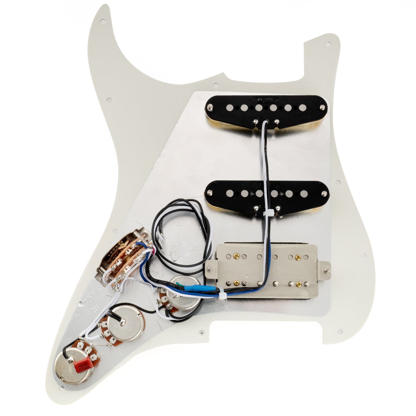 Pre-wired Pickguard Aged White - back view