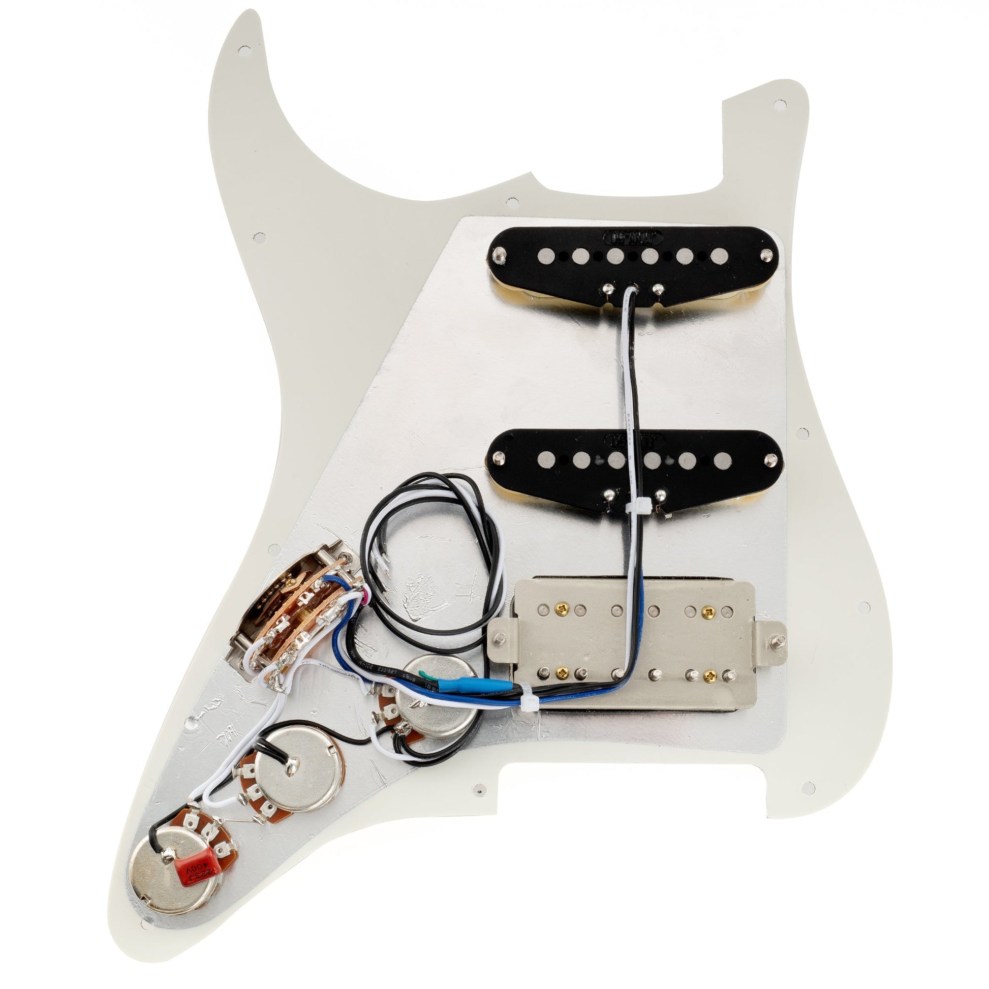 Pre-wired Pickguard Aged White - back view