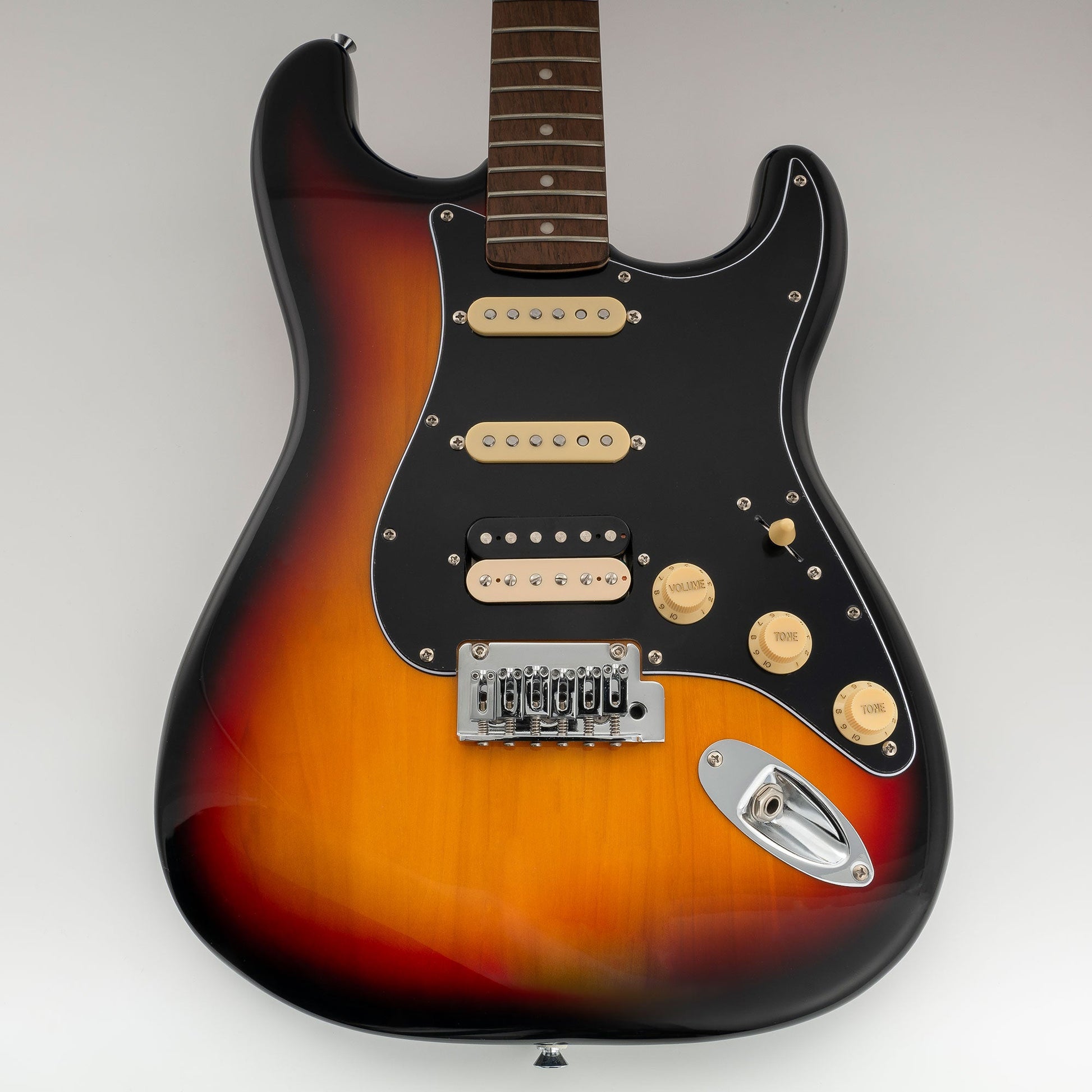 Pre-wired Pickguard Black Zebra - installed on guitar
