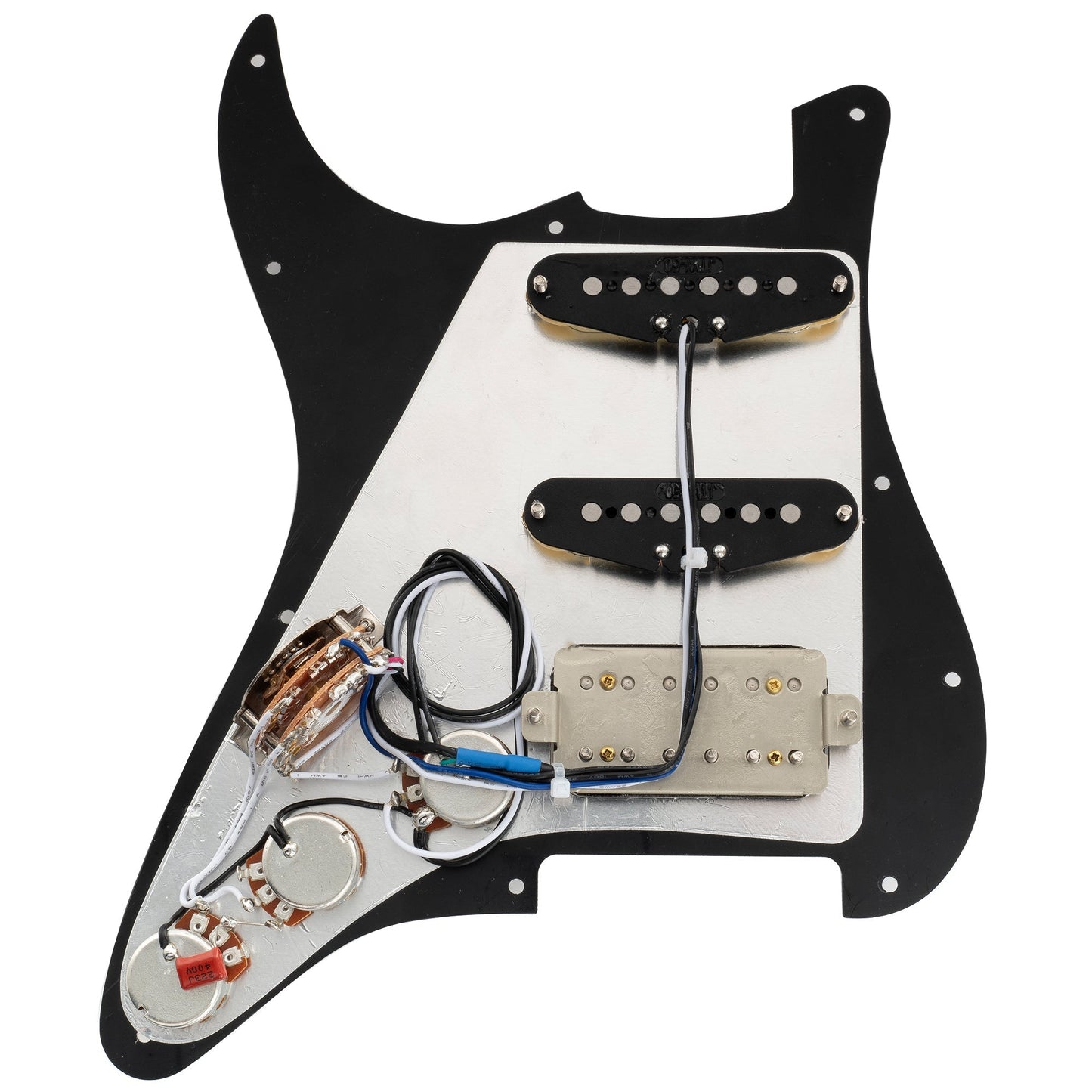 Pre-wired Pickguard Black Zebra - pickup detail