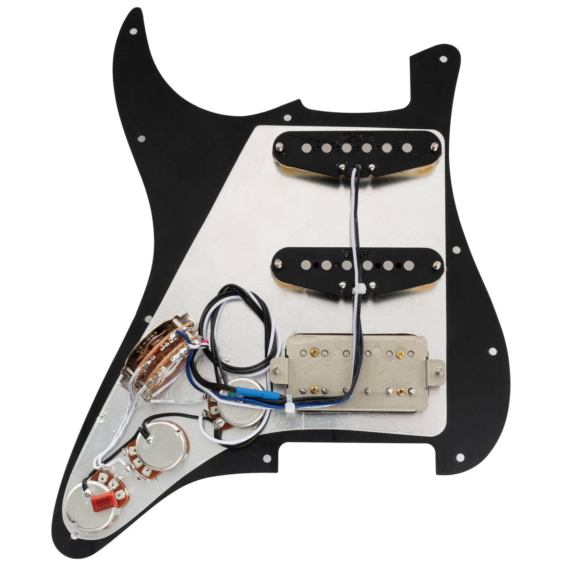 Pre-wired Pickguard Black Zebra - pickup detail