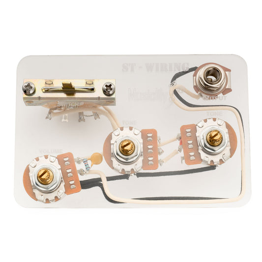 Musiclily Pro Electric Guitar Pre-wired Wiring Harness Upgrade for American Style ST HH with 3-Way Switch and 3A Pots
