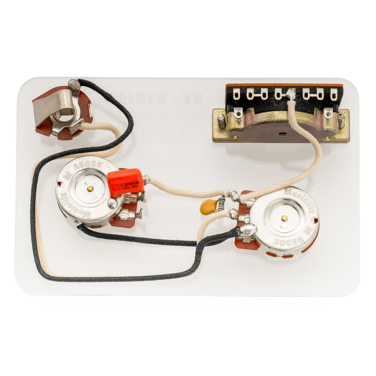 Musiclily Pro Electric Guitar Pre-wired Wiring Harness Upgrade for Import Style ST HH with 3-Way Switch and 1A1B Pots