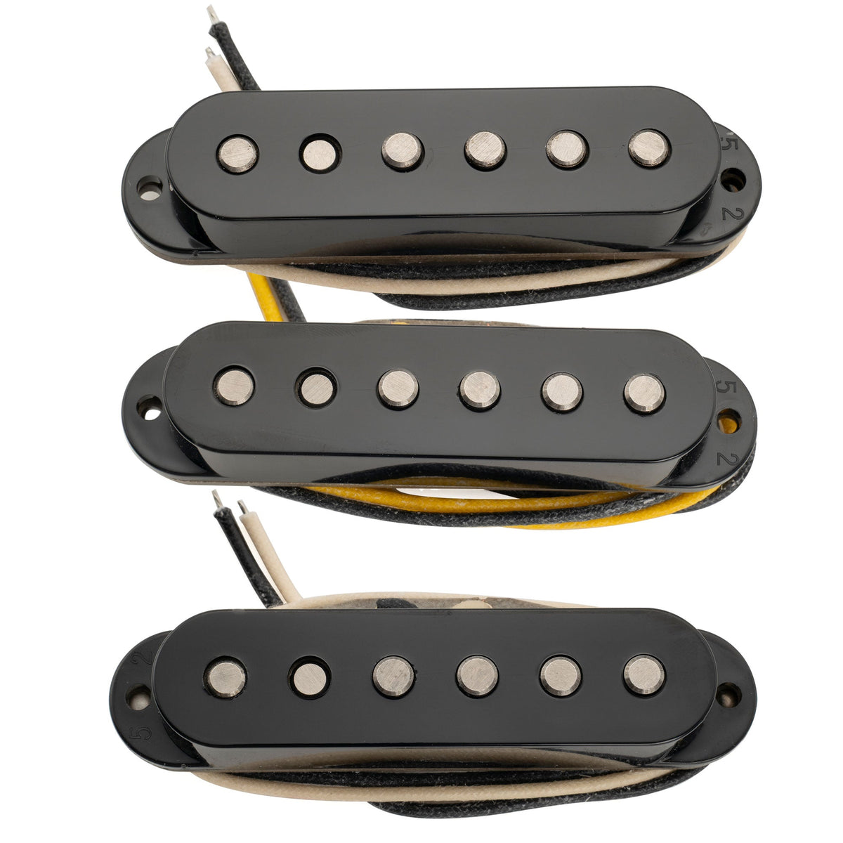 Musiclily Pro ST-FAT50S Staggered Alnico 5 Single Coil Neck Middle Bridge Pickups Set for Strat Style Electric Guitar