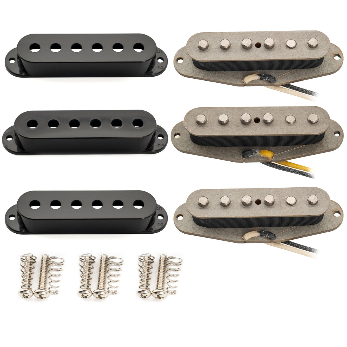 Musiclily Pro ST-FAT50S Staggered Alnico 5 Single Coil Neck Middle Bridge Pickups Set for Strat Style Electric Guitar