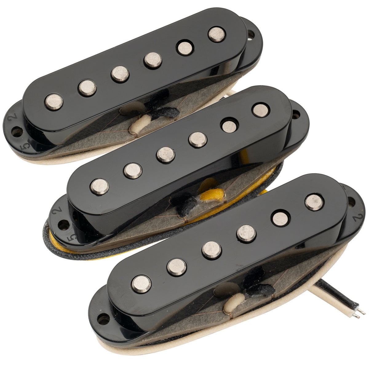 Musiclily Pro ST-FAT50S Staggered Alnico 5 Single Coil Neck Middle Bridge Pickups Set for Strat Style Electric Guitar