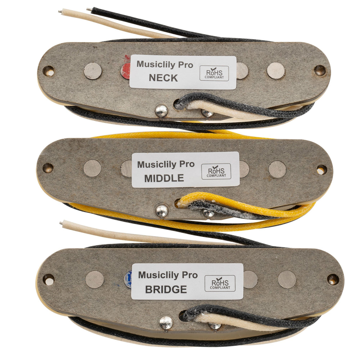 Musiclily Pro ST-FAT50S Staggered Alnico 5 Single Coil Neck Middle Bridge Pickups Set for Strat Style Electric Guitar