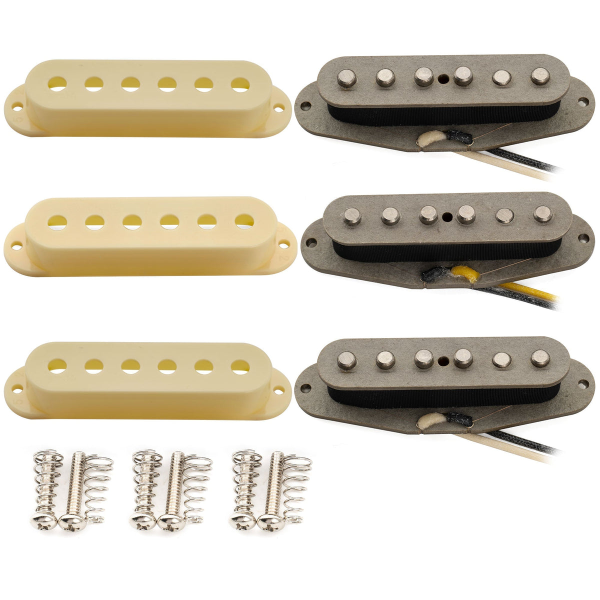 Musiclily Pro ST-FAT50S Staggered Alnico 5 Single Coil Neck Middle Bridge Pickups Set for Strat Style Electric Guitar