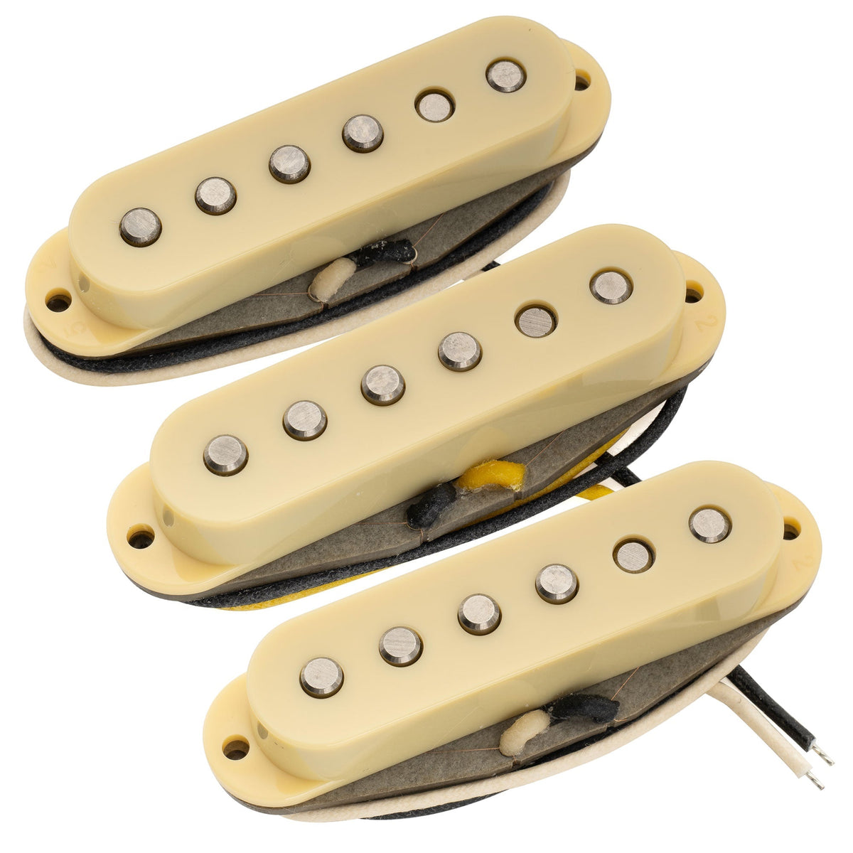 Musiclily Pro ST-FAT50S Staggered Alnico 5 Single Coil Neck Middle Bridge Pickups Set for Strat Style Electric Guitar