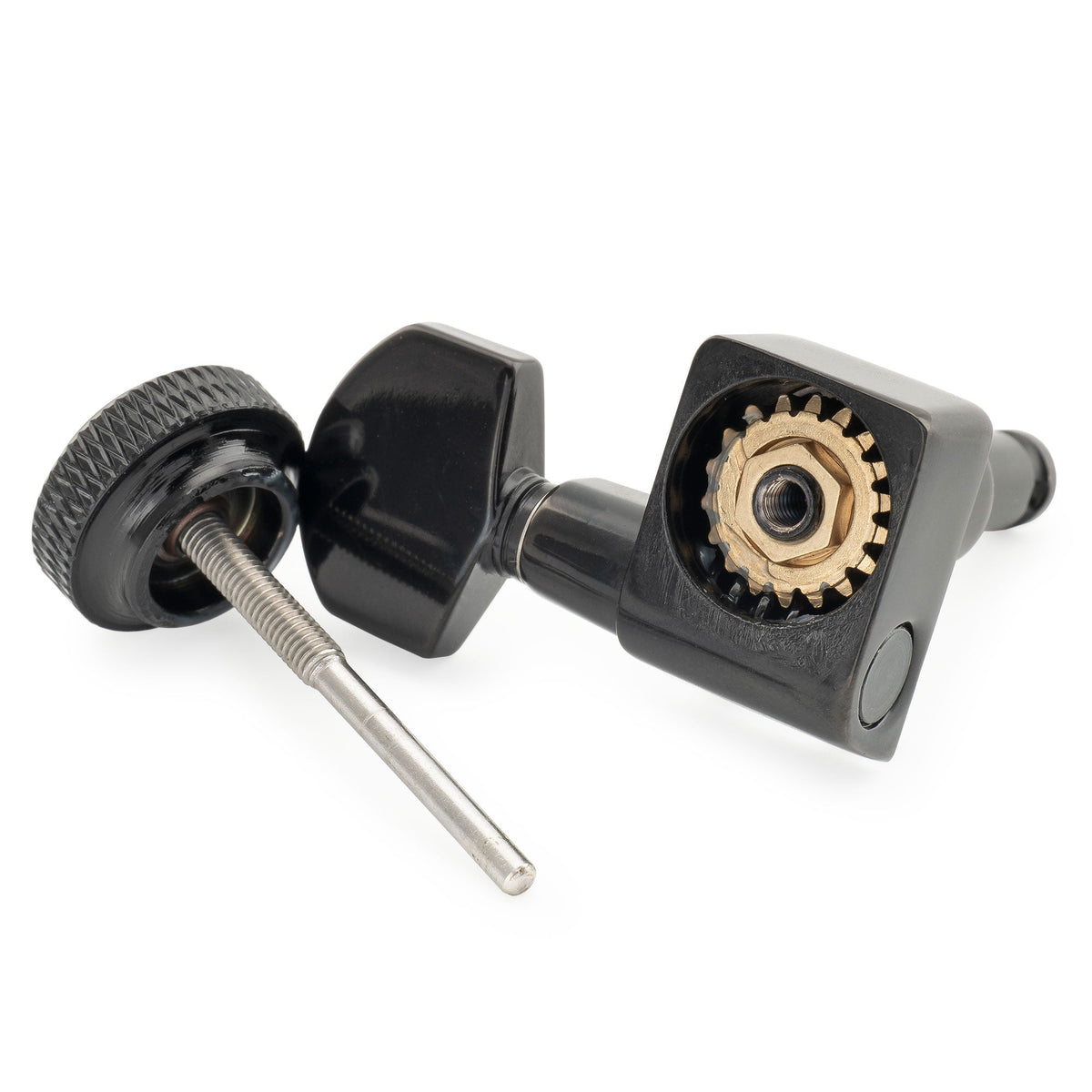 Musiclily Pro R18K-07 6-in-line 18:1 Ratio 2-Pin Full Sealed Locking Machine Heads Tuners Tuning Pegs Keys with Hex Button for Fender Strat Tele Style Electric Guitar