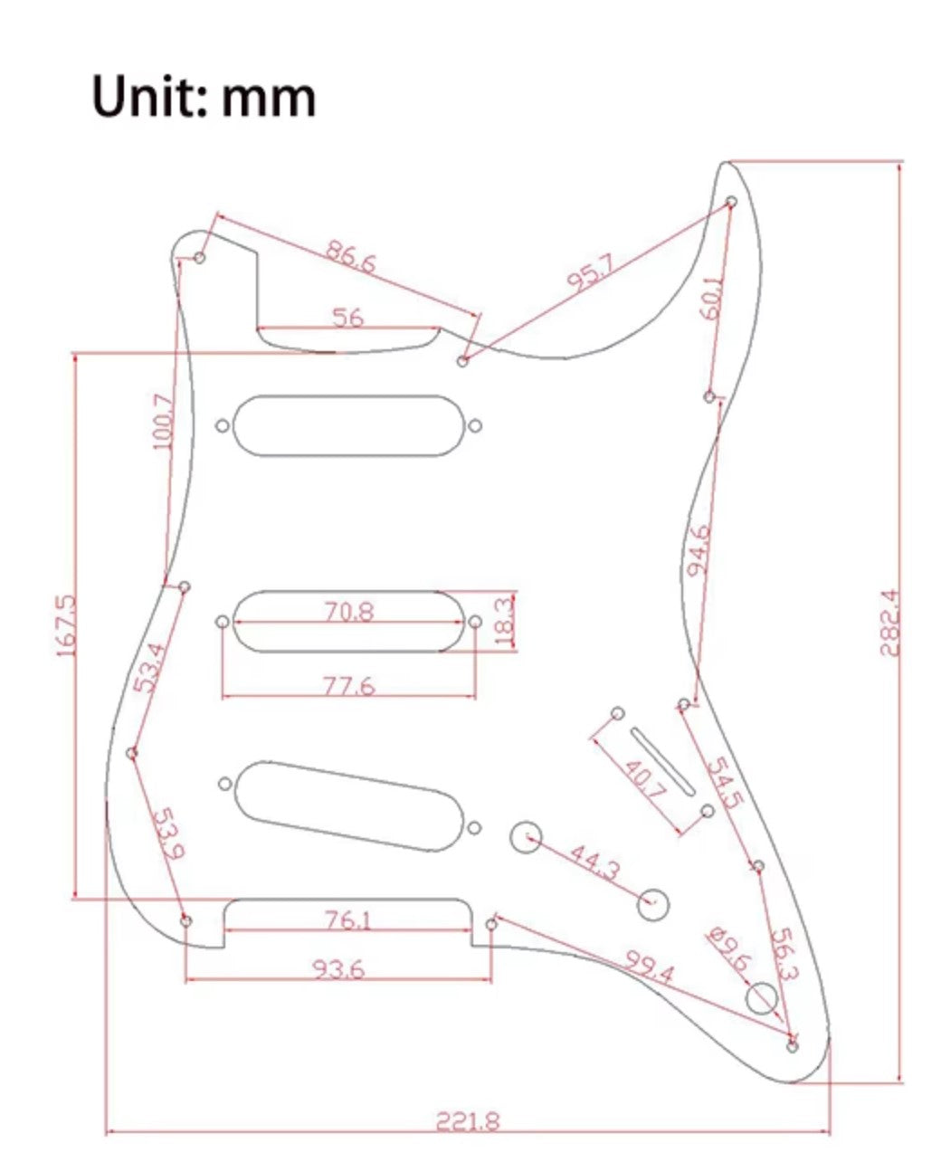 Stratocaster pickguard SSS - various colors