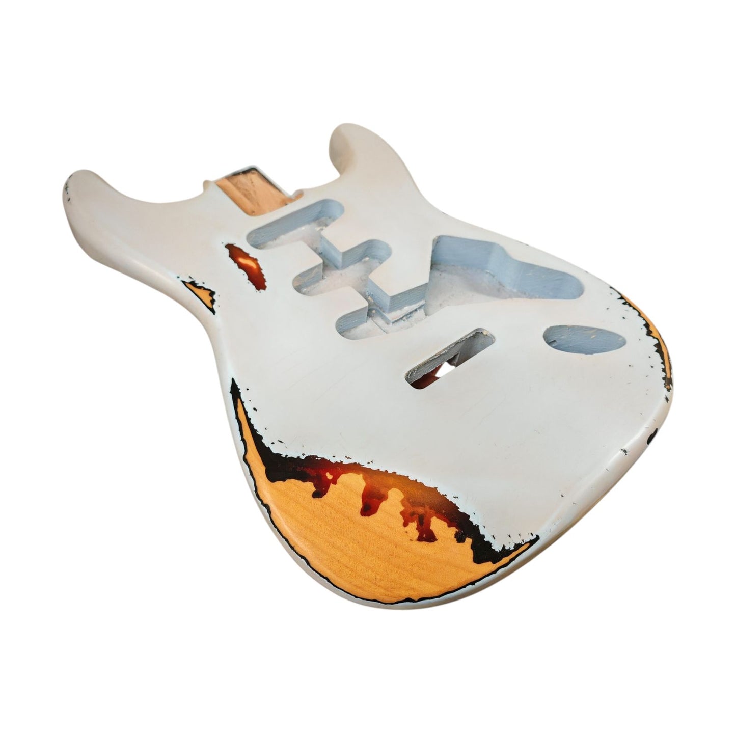 NITRO Relic Sonic Blue over sunburst Alder S-Style guitar body