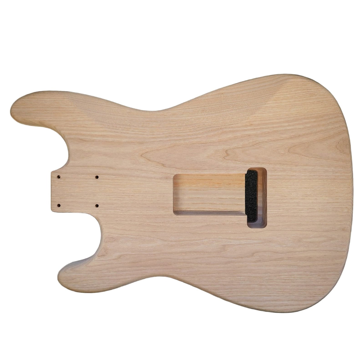 Unfinished Ash S-Style Guitar Body - standard, alternate angle
