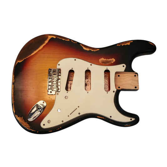 Relic NITRO three tone sunburst Gloss Alder S-Style guitar body